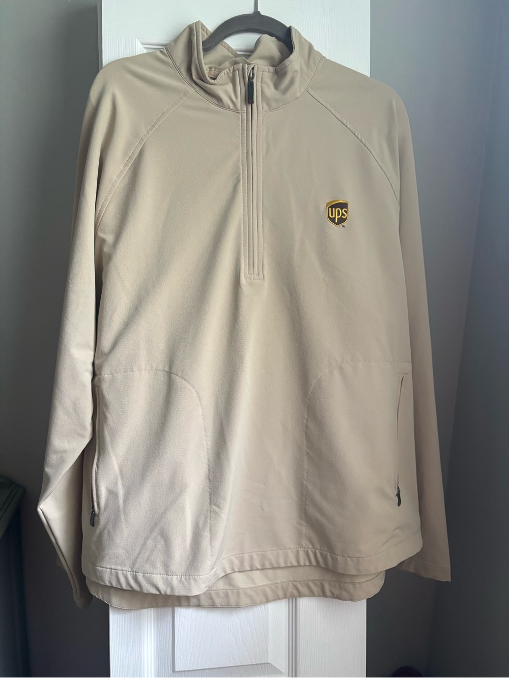 Vintage Men's Beige Quarter-Zip Pullover Authentic UPS Jacket